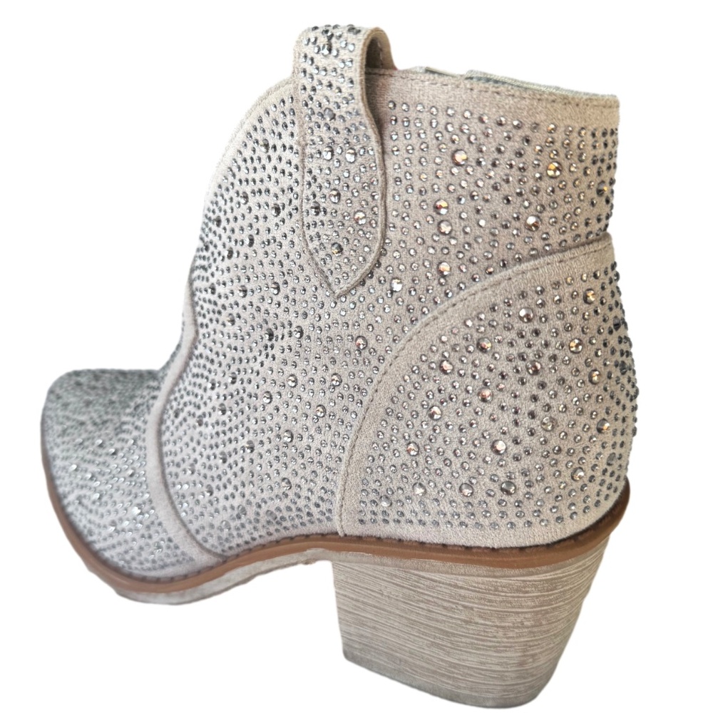 Pierre Dumas Wilder Silver Rhinestone Ankle Boots - Picture 2 of 8